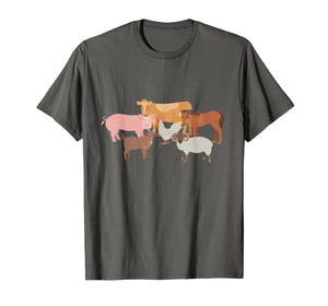 Cute Farm Animals Cow Pig Chicken Horse Sheep and Goat Tee