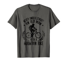 Load image into Gallery viewer, Mens Never Underestimate An Old Man With A Mountain Bike T-Shirt

