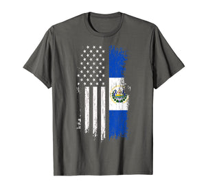 Salvadoran America Flag T-Shirt - El Salvador USA Shirt