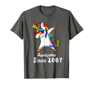 11 Years Old 11th Birthday Unicorn Dabbing Shirt 2007 Gift