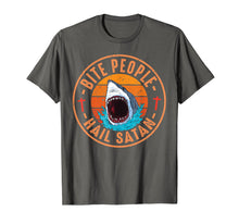 Load image into Gallery viewer, Retro Vintage Bite People Hail Satan Angry Shark Tshirt Gift
