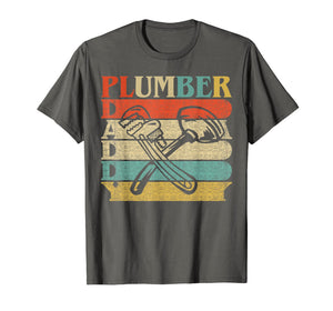 Retro Vintage Daddy Plumber T-Shirt Funny Plumbing Dad Gift