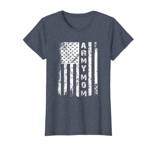 Womens Vintage Army Mom American Flag Tshirt Mothers Day Gift Shirt