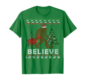 Christmas Sasquatch Santa Bigfoot Believe Yeti Xmas Gift Tee T-Shirt