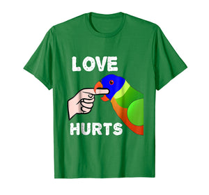 Love Hurts Lorikeet Parrot Biting T-shirt Valentine's Day