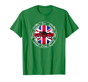 Cafe Racer, Union Jack, Eat Sleep Ride, Motorcycle T-Shirt