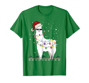 Christmas Llama Santa Hat Ugly Xmas Tree Alpaca Shirt