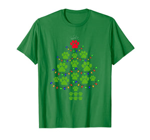 Christmas XMas Tree Super Cute Dog Paws Print Puppy Owner T-Shirt