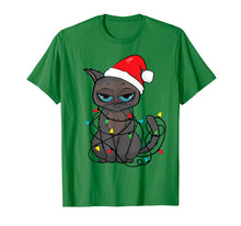 Load image into Gallery viewer, Christmas Cat Shirt | Funny Santa Hat &amp; Xmas Lights Cat Gift T-Shirt
