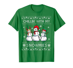 Chillin With My Snowmies Funny Ugly Christmas Pajama Xmas T-Shirt