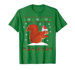 Cute Squirrel Santa's Hat Ugly Christmas Sweater Tee Xmas T-Shirt