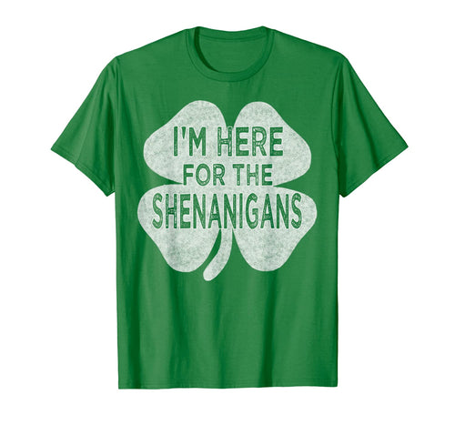 Vintage I'm Here For The Shenanigans St Patricks Day for men T-Shirt-287011