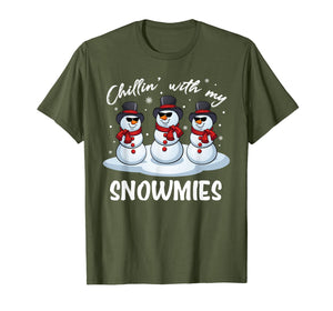 Chillin With My Snowmies Funny Pajama Christmas Xmas Gift T-Shirt