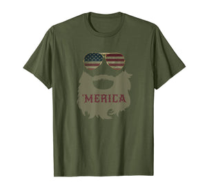 'Merica Patriotic Beard Sunglasses Flag T-shirt