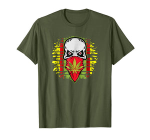 Cannabis Skull T-shirt Pot Smoking Reggae Tee