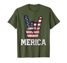 Load image into Gallery viewer, Merica Rock Sign 4th of July Vintage American Flag Retro USA T-Shirt
