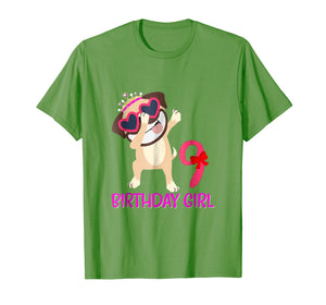 9th Birthday Girl T-shirt Funny Pug dog 9 Years old Birthday