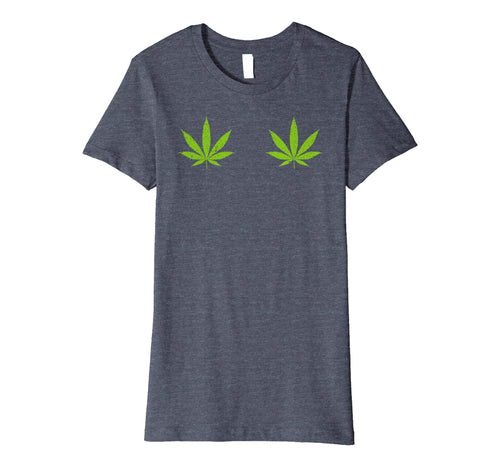 Womens Cannabis Leaf Boobs TShirt Vintage 420 Women
