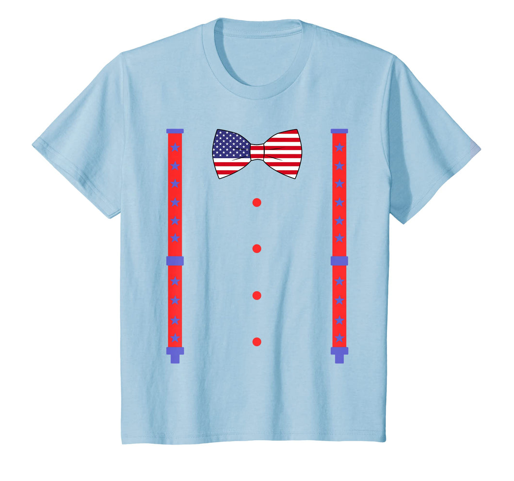 4th Of July Bow Tie & Suspenders Americann Flag T shirt