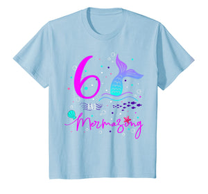 Kids 6 Years Old 6th Birthday Mermaid Shirt Girl Daughter Gift Pa