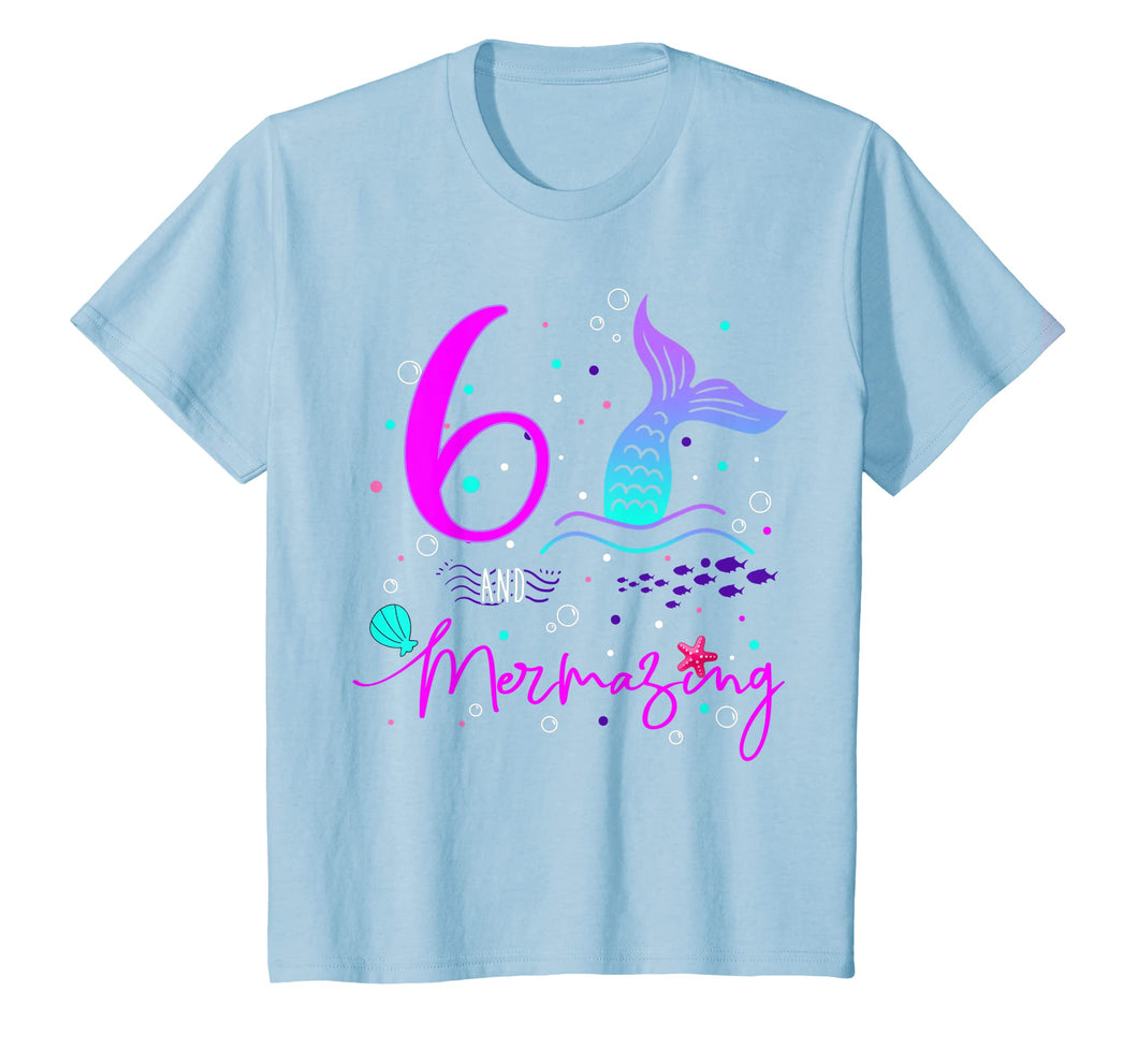 Kids 6 Years Old 6th Birthday Mermaid Shirt Girl Daughter Gift Pa