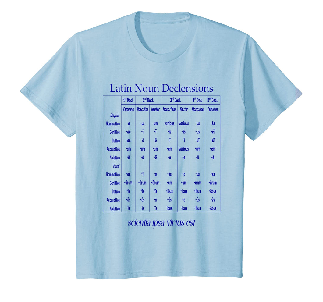 Latin Noun Declension Chart T-Shirt for Classical Education