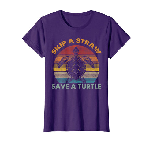 Vintage Skip a Straw Save a Turtle-Sea Turtle Rescue T-Shirt