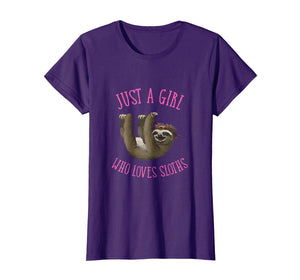 Cool Design: Just A Girl Who Loves Sloths T-shirt Gift