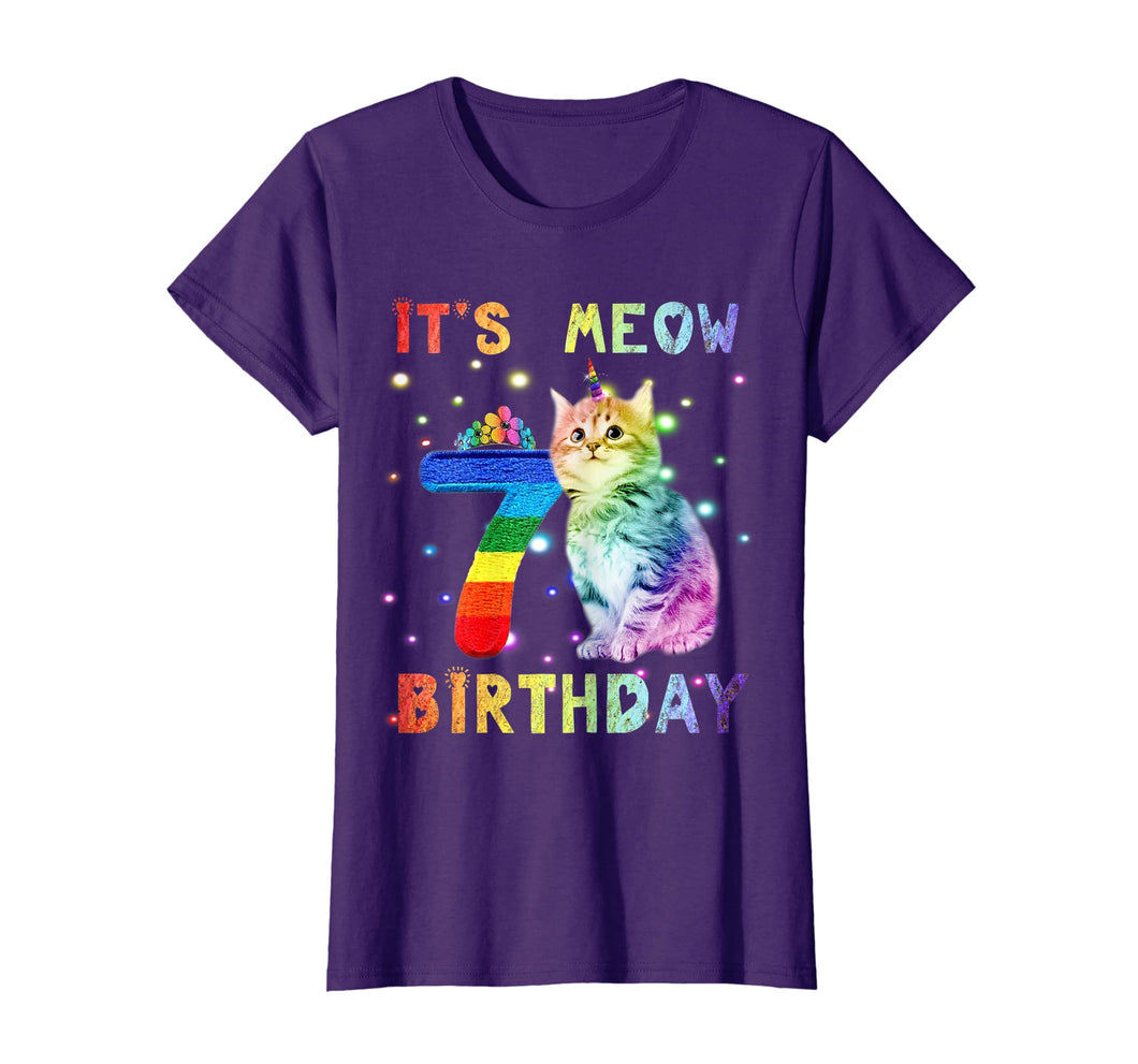 Kids Boys Girls cute cats 7th Birthday Meow T-shirt