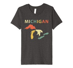 Michigan Great Lakes Shirt. Retro Vintage Colors T-Shirt Tee