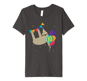 Sloth 10th Birthday Party Funny Gift T shirt for 10 Year Old