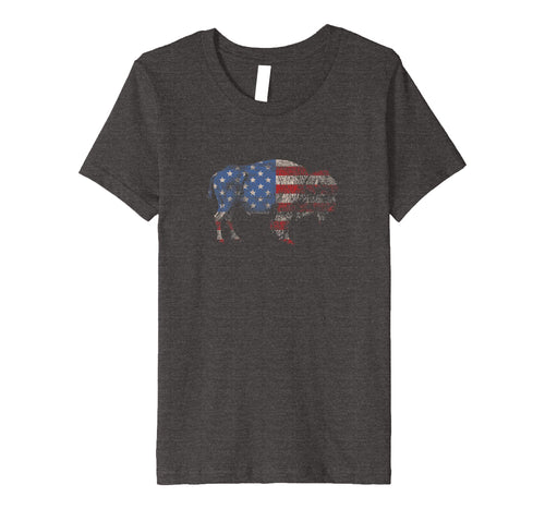 Vintage Retro Bison American Flag Buffalo Simple T-Shirt