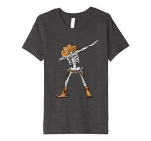 Dabbing Skeleton T Shirt Kids Cowboy Hat Halloween Funny Dab