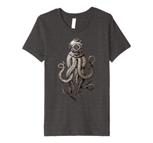 Vintage SCUBA Diver Octopus T-shirt, Kraken Helmet t-shirt