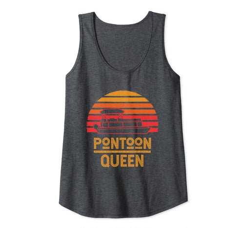 Womens Vintage Pontoon Queen Funny Boating Gift Tank Top