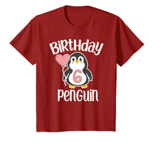 6th Birthday Penguin Shirt - 6 Year Old Birthday T-Shirt
