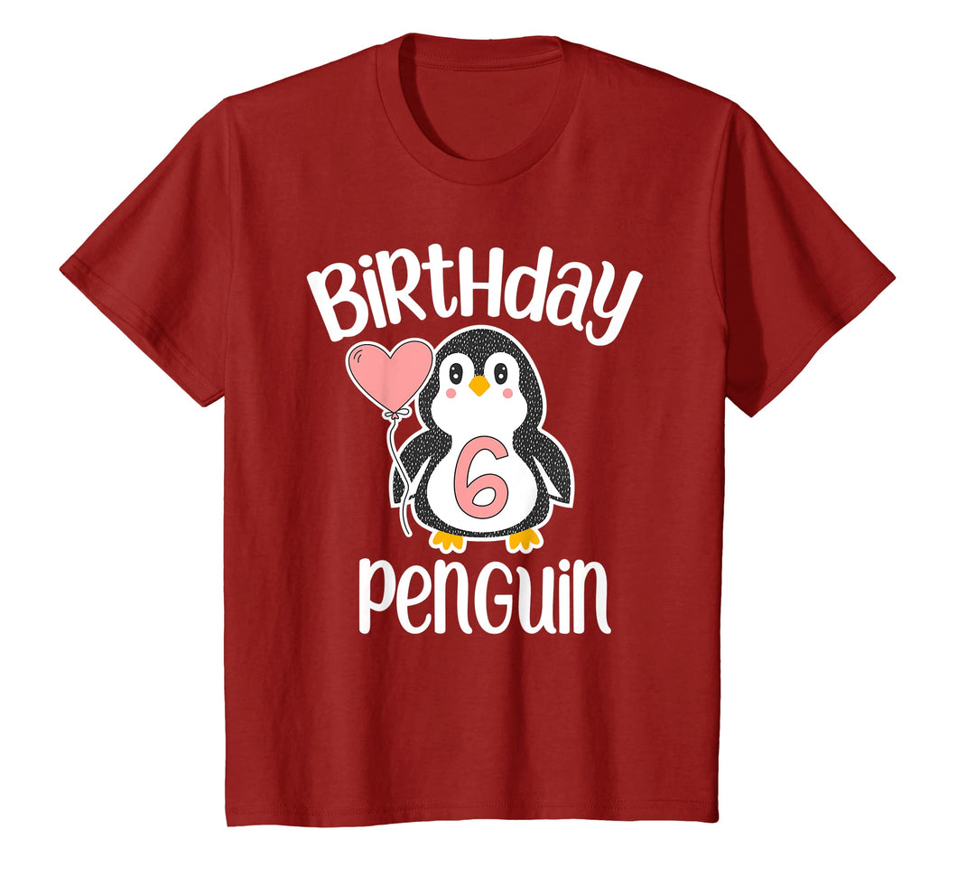 6th Birthday Penguin Shirt - 6 Year Old Birthday T-Shirt