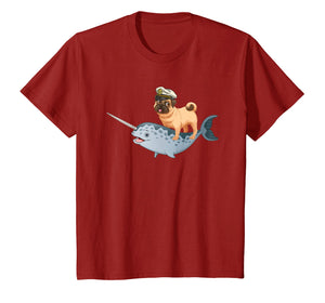 Captain Pug riding a Narwhal T-shirt Funny Pug Shirt