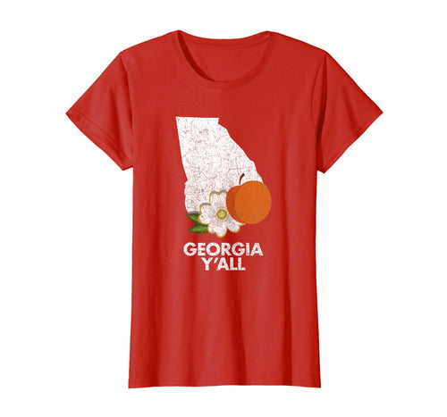 Vintage State of Georgia T-shirt Flag Peach Y'all