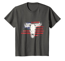Load image into Gallery viewer, Patriotic Flag Shirt Western Style Bull Cow Skull Tshirt
