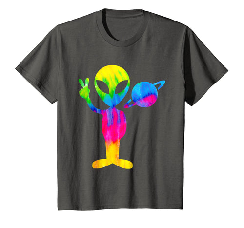 Vintage Retro 1970s Tie Dye Groovy Space Alien Peace T-Shirt