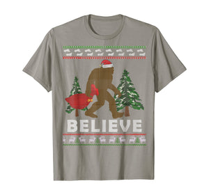 Christmas Sasquatch Santa Bigfoot Believe Yeti Xmas Gift Tee T-Shirt