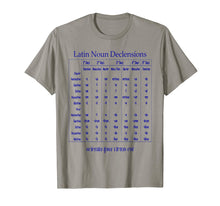 Load image into Gallery viewer, Latin Noun Declension Chart T-Shirt for Classical Education
