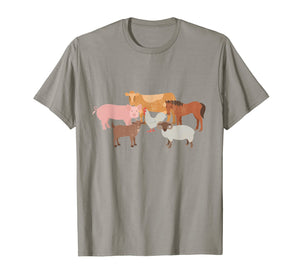 Cute Farm Animals Cow Pig Chicken Horse Sheep and Goat Tee