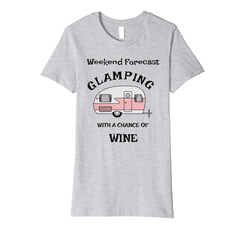 Womens Camping and Wine Cute Vintage Trailer Shirt. Glamping Gift !