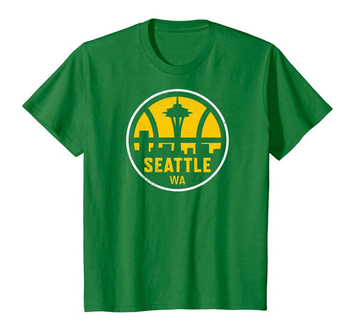 Vintage Seattle Washington Basketball Cityscape Retro Gift T-Shirt-550072