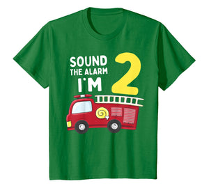 Kids Fire Truck 2nd Birthday T Shirt Boy Toddler Firefighter Tee