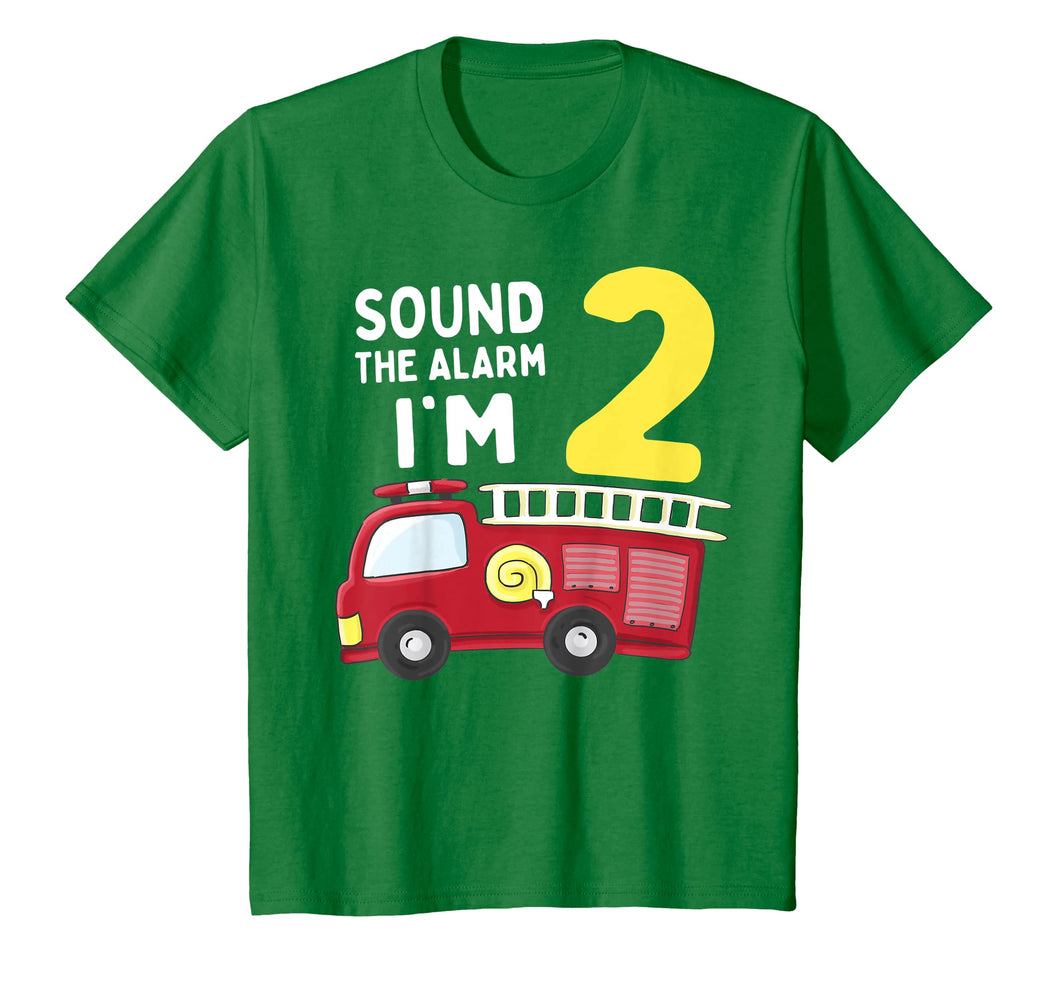 Kids Fire Truck 2nd Birthday T Shirt Boy Toddler Firefighter Tee