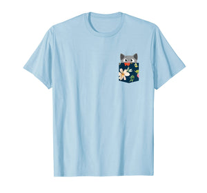 Cute Cat Faux Fake Pocket T-Shirt For Girls, Women and Men