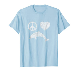 Dolphin Shirt PEACE LOVE DOLPHINS Girls Women Vintage Gift
